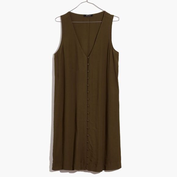 NWOT Madewell | Heather Button-Front Dress In Kale Olive, Womens XXL - Picture 2 of 8